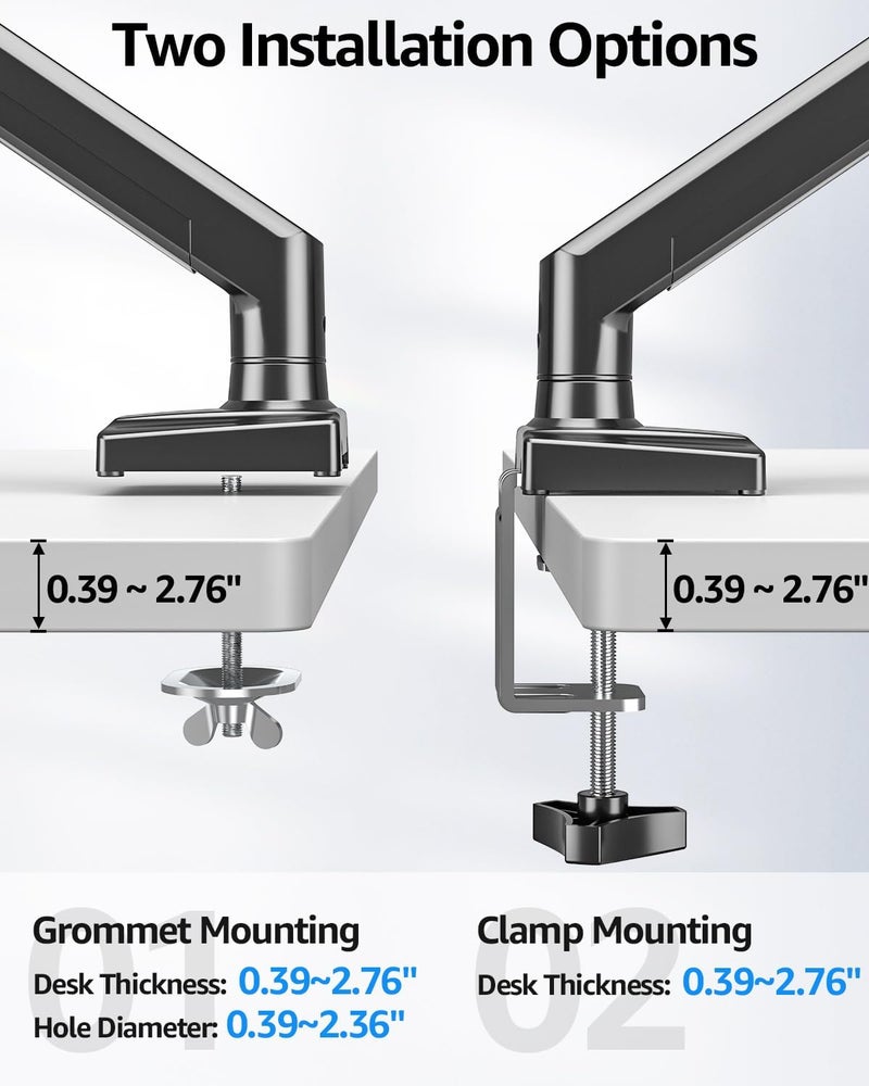 MOUNTUP Dual Monitor Stand fits up to 32 inch, 4.4-22 lbs Computer Screens, Dual Monitor Desk Mount Height Adjustable, Monitor Arms for 2 Monitors, Home Office VESA Mounts, Freelift Black - Image 3